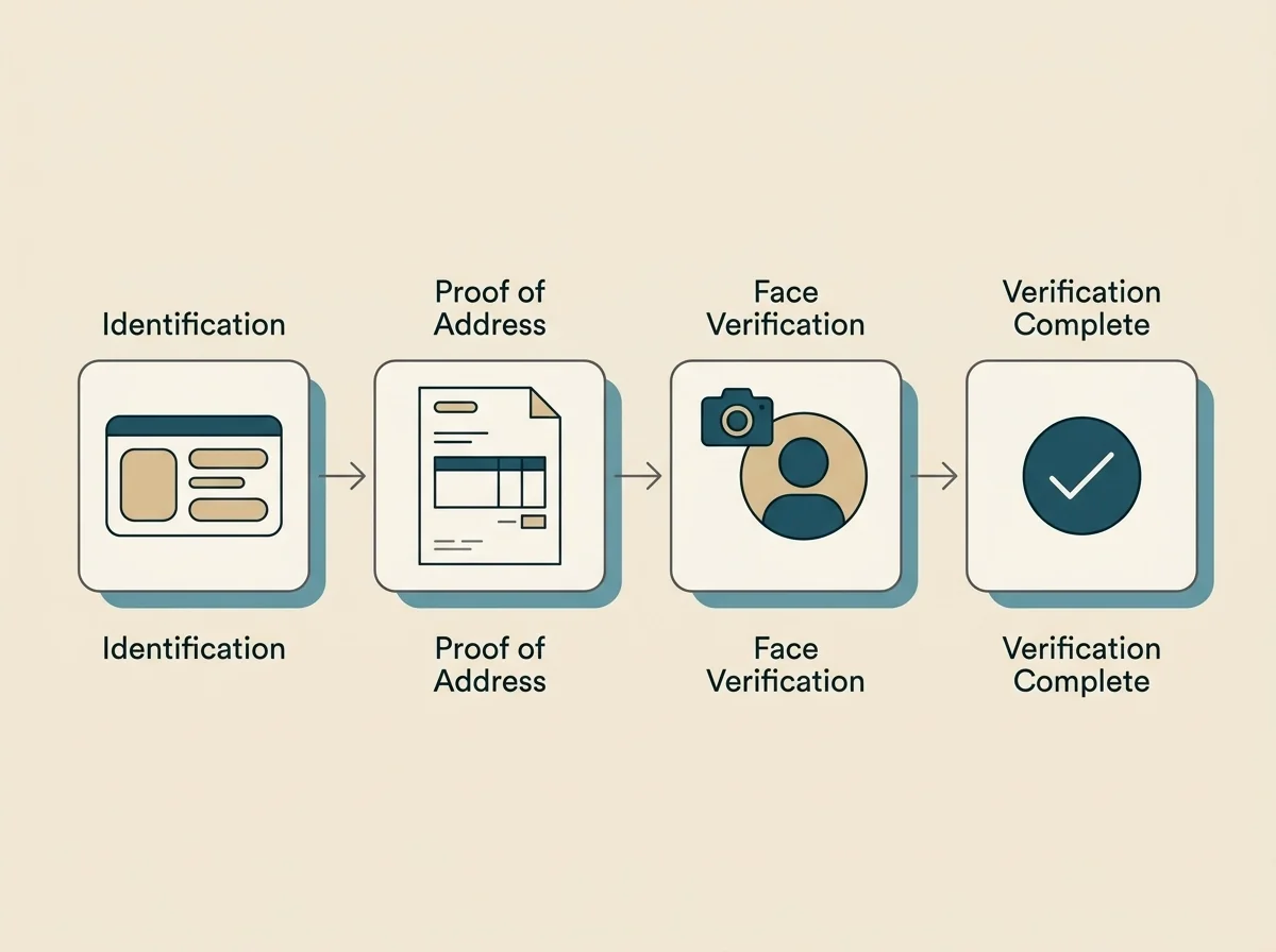 Diagrama de pasos del proceso de verificación KYC en un casino sin licencia DGOJ